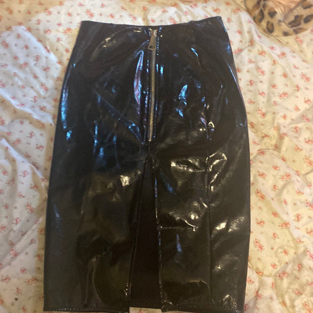 black latex skirt